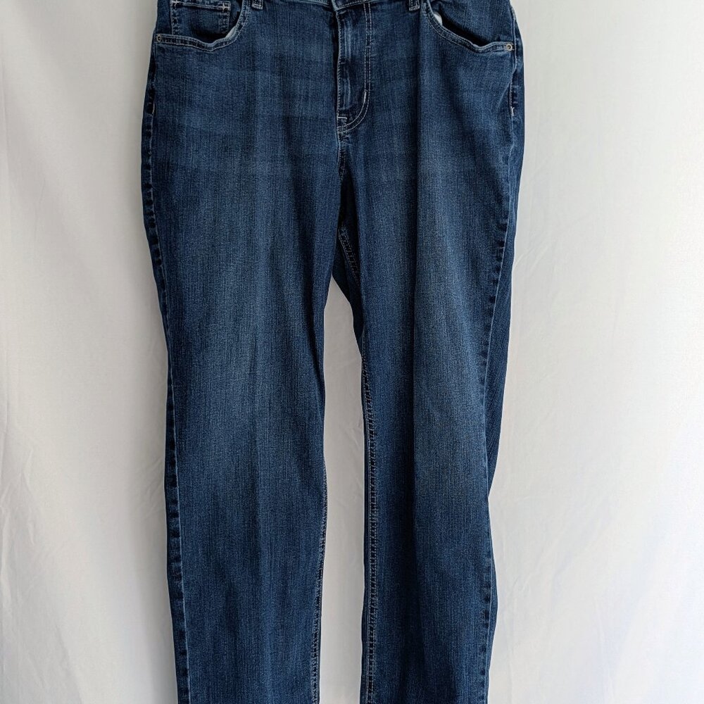 M Jeans By maurices Straight Curvy High Rise Blue Size 14W X-Short $16.00